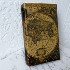 Buchattrappe Geschenkbox Buch Schatulle Safe Kiste Antik Stil Weltkarte H21cm