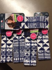 SCUNCI Brand 1-Piece Head-Wrap No Slip Grip Blue/White Design Lot Of 5 New