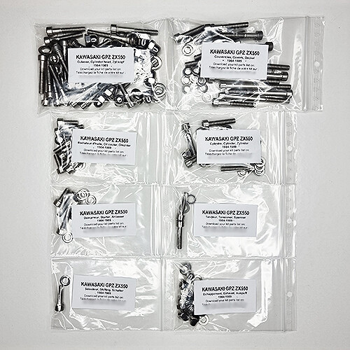 Visserie inox carter Kawasaki GPZ550 finition haut de gamme Allen