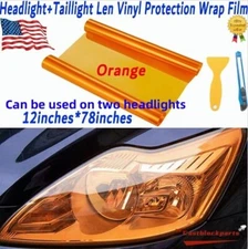 Transparent Orange Len For Headlight Taillamp  Vinyl Protection Wrap Film12"x78"