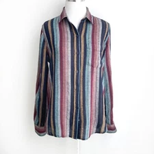 Rails Linen Blend Shirt Womens sz XS Multicolor CHARLI Varadero Gold Shimmer