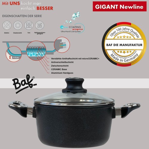 BAF Aluguss Topfset 8-tlg. Antihaft Töpfe Bratentopf 20 cm & Gemüsetopf 28 cm - Bild 10 von 10