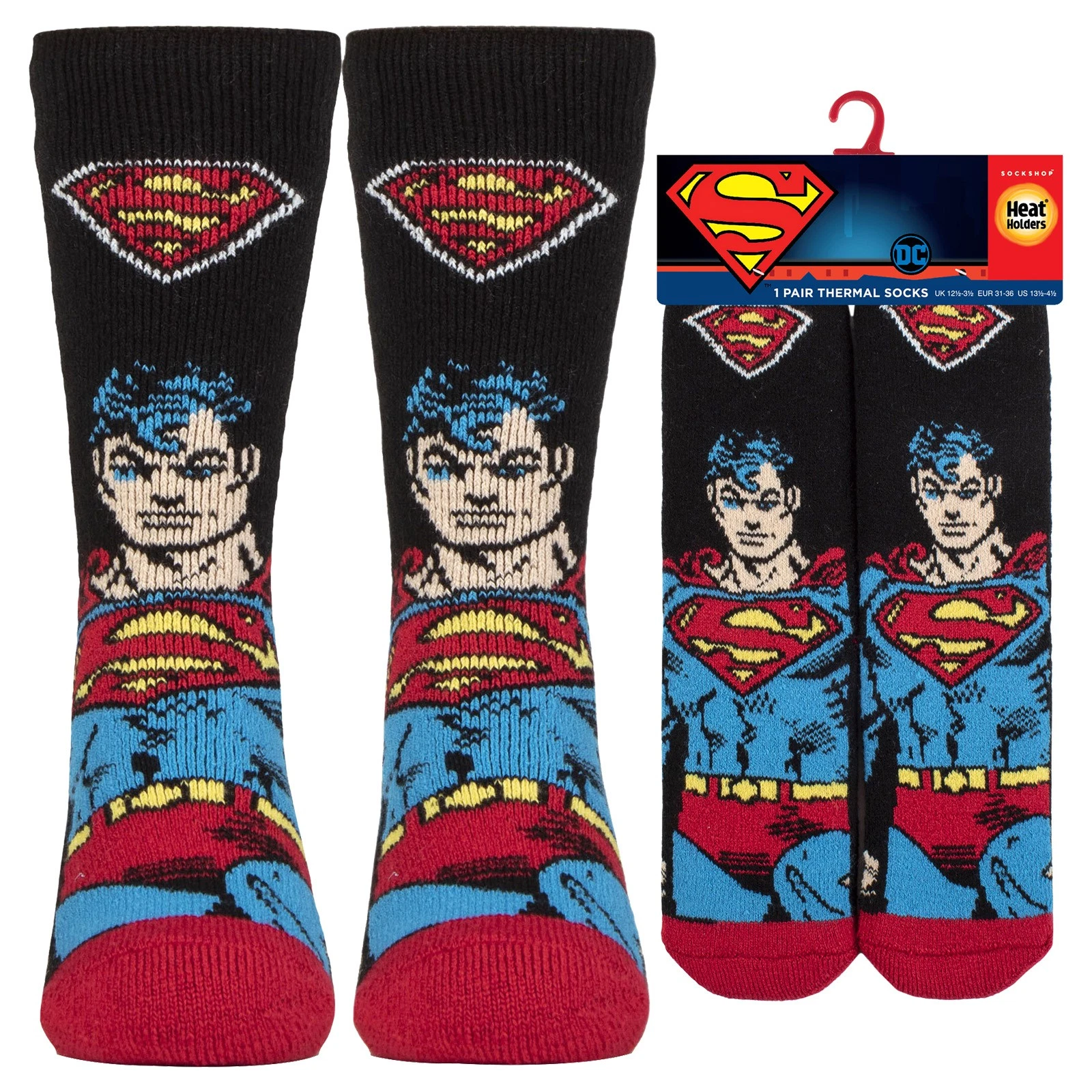 Kids Superman Thermal Socks by Heat Holders Lite , Boys and Girls Slipper Socks