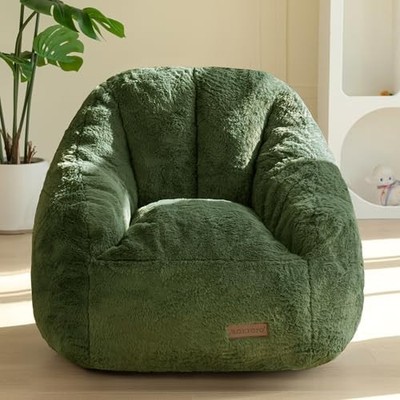  Kids Bean Bag Chair, Comfy Bean Bag Sofa with Back Support, Standard Green