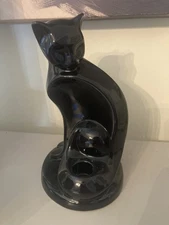 Yankee Candle Ceramic Black Cat Taper Candle Holder Halloween