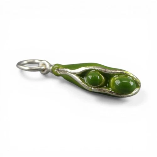 Sterling Silver Enamel 2 Peas in a Pod Charm for Bracelet BFF Gift Vintage New