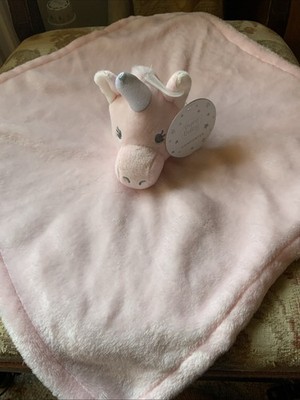 TJM Pure Baby Schnuller Bettdecke rosa Einhorn Pferd Decke superweich Plüsch neu mit Etikett