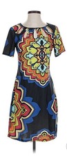 Aryeh Anthropologie Dress Small Colorful Cut Out Collar Stretch Slip On Shift