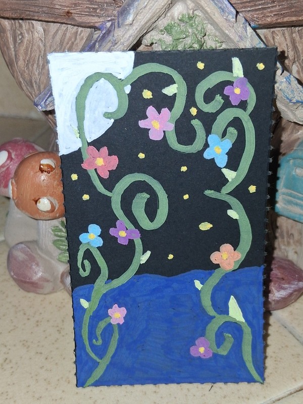 Original ACEO Moonlit Flower Vines Painting – OOAK signed by khaydendesigns