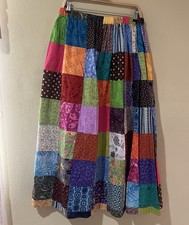 Long Floral Patchwork Maxi Skirt Cottage Core Garden Girl Boho Gypsy One Size q5