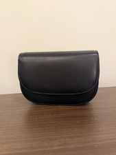 Vtg Black Italian Genuine Leather Clutch Bag Made in Italy Red Leather Lining