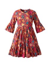 Indian Summer by Gulab Chand Jaipur Block Print Boho Tiered Mini Dress - Size M
