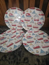 Lot Of 6 Adventure By Zak Melamine 10" Plates NWOT Camper Picnic Tent Bonfire