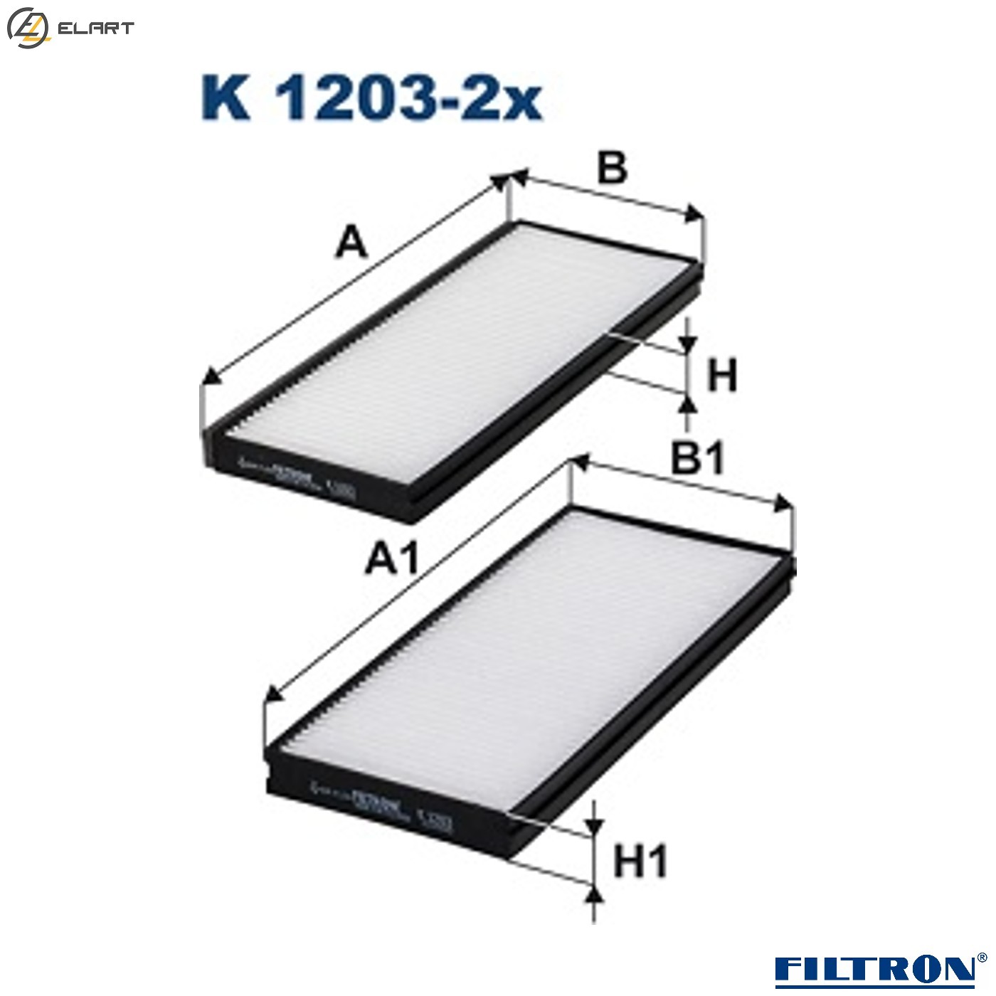 FILTER CABIN AIR K 1203-2x FOR KIA X-TREK/II/MPV CARENS/Mk TB/T8 1.8LG4GC 2.0L