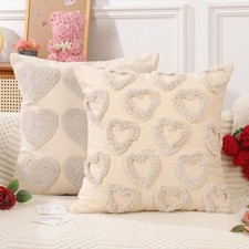 Valentines Pillow Covers 18x18 inch Set of 2 Valentines Day Decorations Beige...