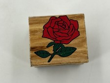 ROSE Flower Wood Mount Rubber Stamp