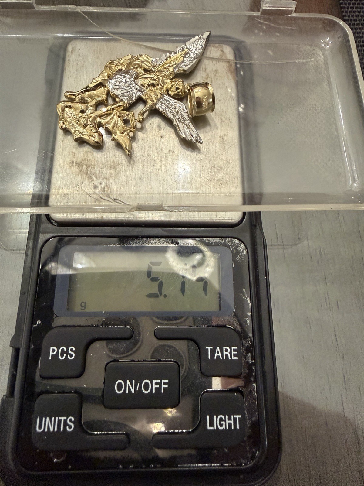 Solid 10k Two-Tome Gold Saint Michael Pendant 2” … - image 5