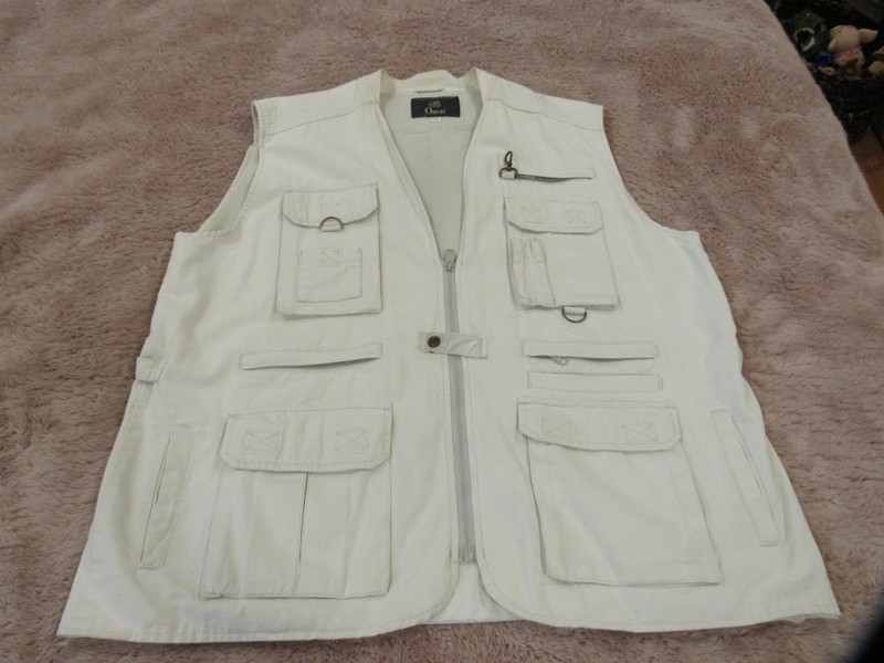 Vintage Orvis men's XXL fishing vest khaki lined 100% cotton vented outdoors