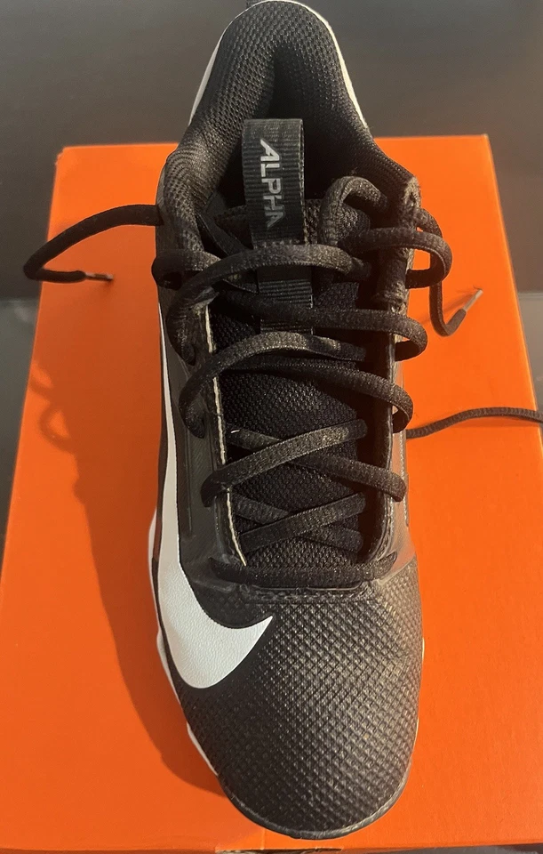Nike Kids Alpha Menace 4 Shark Football Cleats Size 4.5Y Black And White - Image 2 of 4