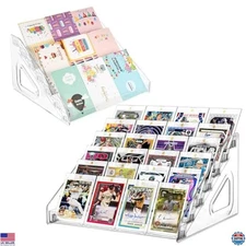 2-Pack 12" 7-Tier Acrylic Display Stand for Trading, Greeting & Business Cards
