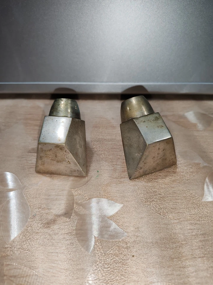 Ancien Sel Et Poivre Métal Argenté Vintage Décoration Art Déco 1970's Shaker - Photo 3/4