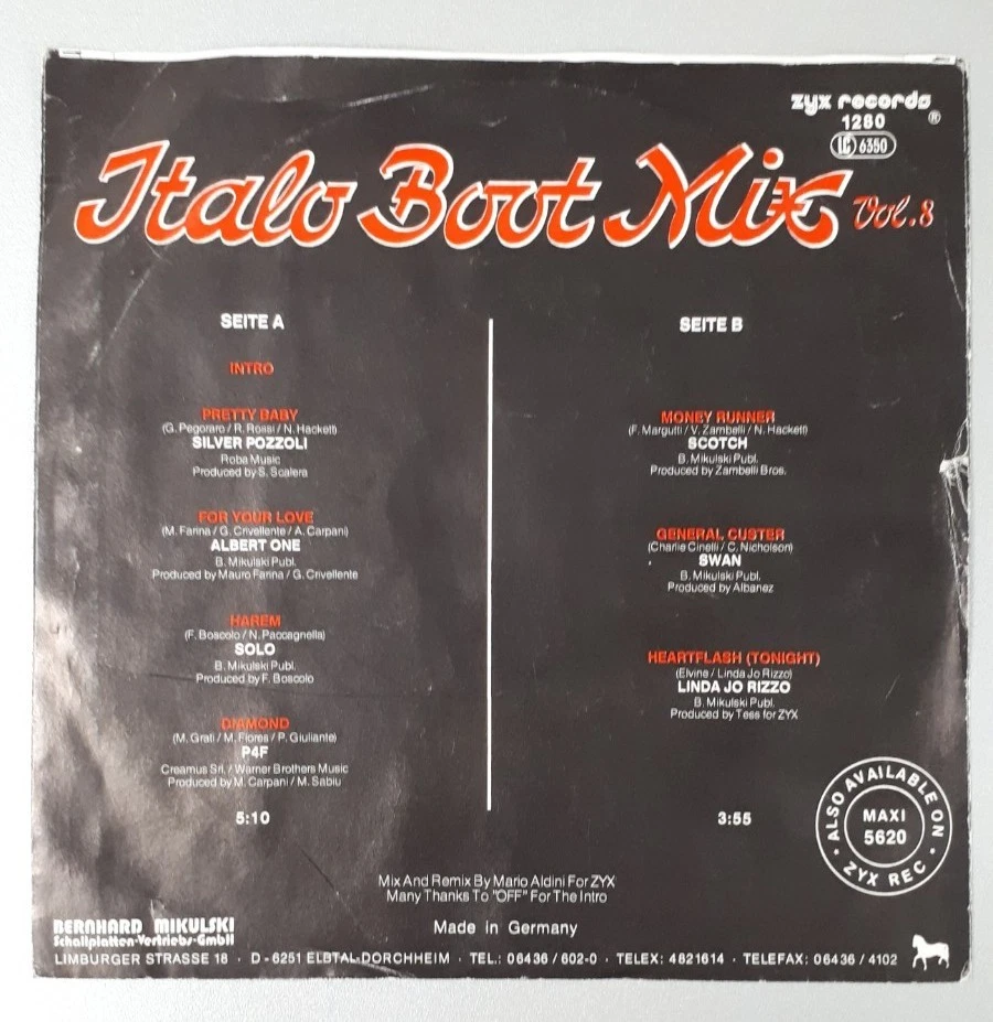 Italo Boot Mix Single Vol. 8 Zyx Rec 1280 GEMA 1987. - Bild 2 von 4