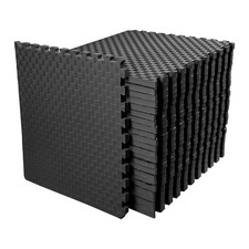 BalanceFrom Fitness 72 Sq Ft Interlocking EVA Foam Exercise Mat Tiles, Black