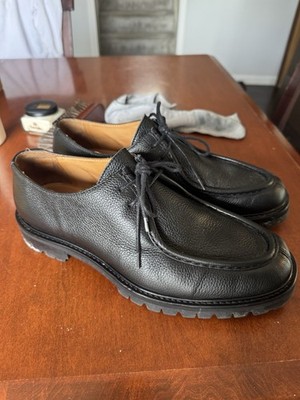 Mr P. Black Pebbled Leather Derby Shoes Men's Size 10 Rugged Slip Resistant Sole