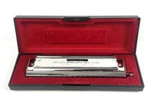 Hering 501/64 Chromatic Harmonica Key C 16 Hole 64 Reed Slide Chrome with Case!