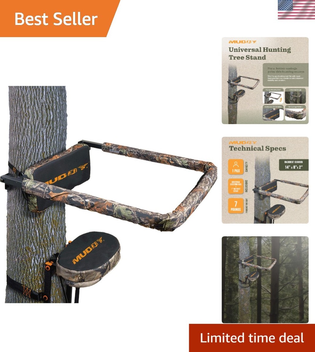 Universal Flip-Up Shooting Rail Rest with Comfort Backrest for Big