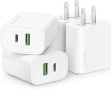 4 Pack USB C Charger Block,20W USB-C & USB-A Port Charger,for i Phone 17/16/15/1