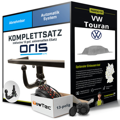 Für VW Touran Typ 1T3 Anhängerkupplung abnehmbar +eSatz 13pol uni 2010-2015 NEU