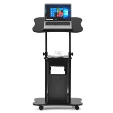 Mobile Sit to Stand Desk Height Adjustable Standing Desk for Home & Office Black