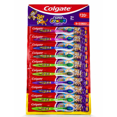 Colgate Kids Toothbrush Set 12 Pack Card Soft Bristles Colorful Brushes