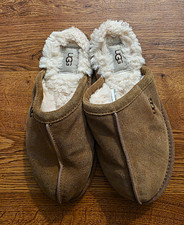 UGG Scuffette II Size 7 Brown Suede Shearling Lined Womens Slip-On Slippers