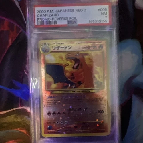 PSA 7 2000 Pokemon P.M. Japanese NEO 2 Charizard #006 Promo Reverse Foil
