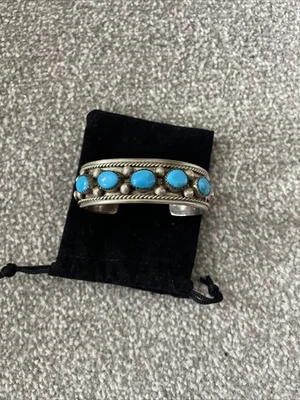 Navajo Armreif Silber & Türkis signiert - Bild 1 von 2