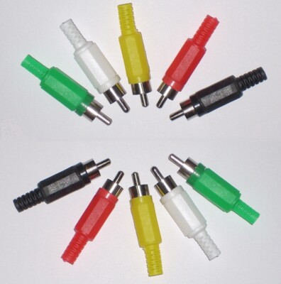 10x Cinchstecker Farben wählbar: sw/ws/rt/gr/ge - Cinch Stecker löt