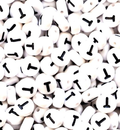 500, 1000 7mm white flat round mixed & single letters acrylic alphabet beads A-Z - Picture 42 of 57