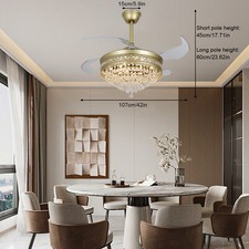 LED Ceiling Fan Light W/Remote Control 6 Gears Flush Mount Ceiling Fixtures