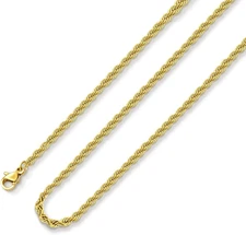 Gold Plated Rope Chain 1.8Mm 2.5Mm 5Mm Stainless Steel Twist Chain For Men Women