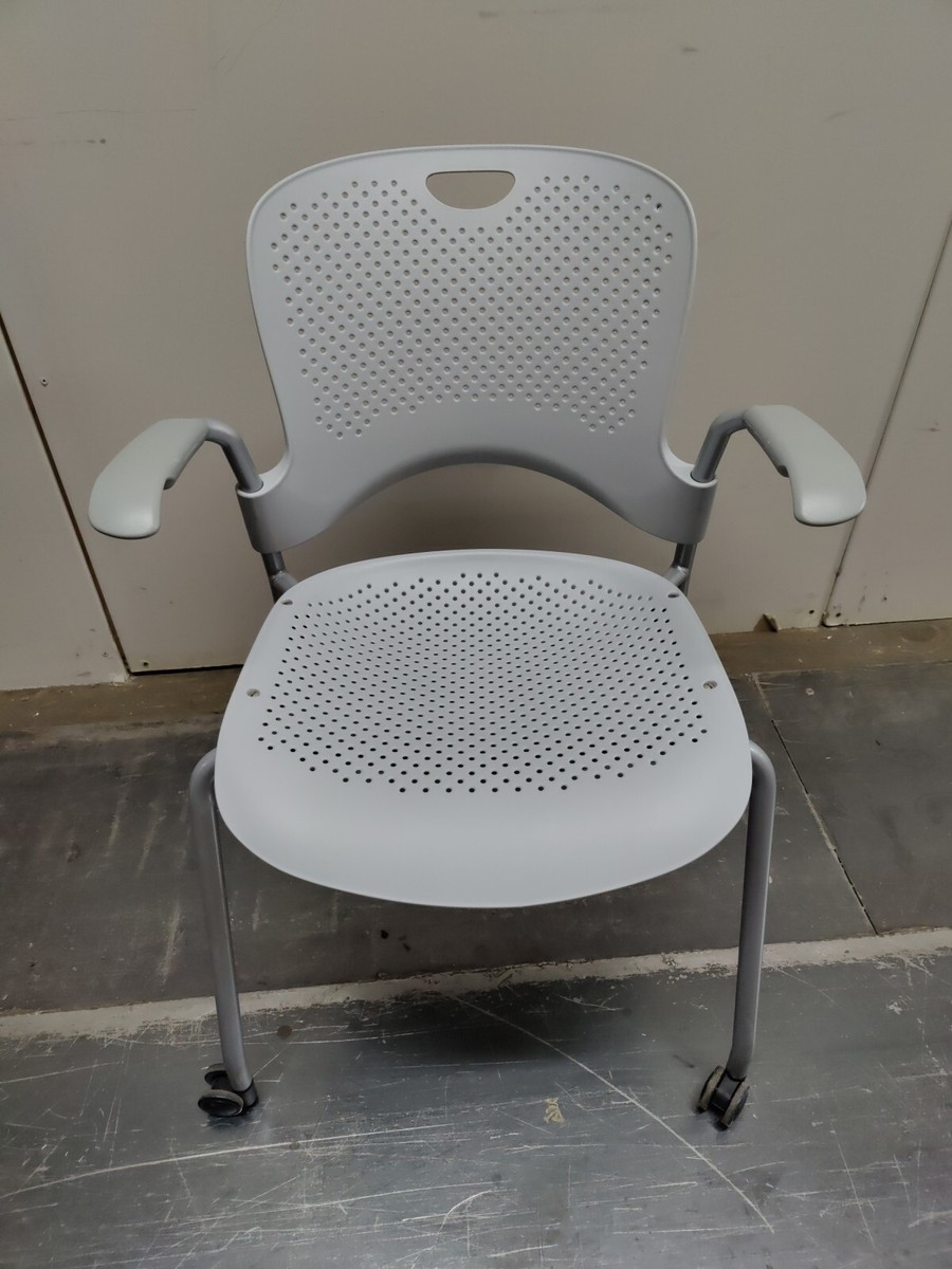Herman Miller Caper Side Chair W/ Wheels Light Grey Silver