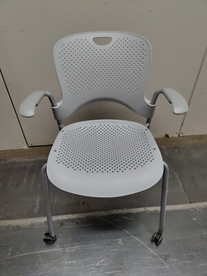 Herman Miller Caper Side Chair W/ Wheels Light Grey Silver seat great condition.