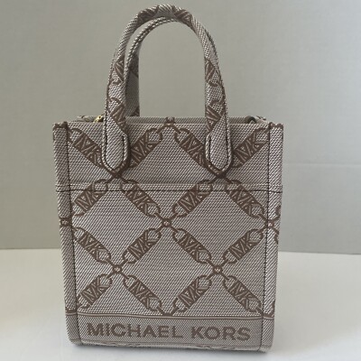 Michael Kors Gigi Extra Small Empire Logo Jacquard Crossbody  Natural/Luggaga New