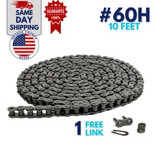 #60H Heavy Duty Roller Chain 10 Feet with 1 Connecting Link