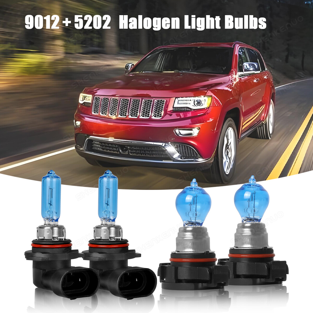 For Jeep Cherokee 2014 2015 Halogen Bulbs 9012 Headlight + 5202 Fog Light 4200K