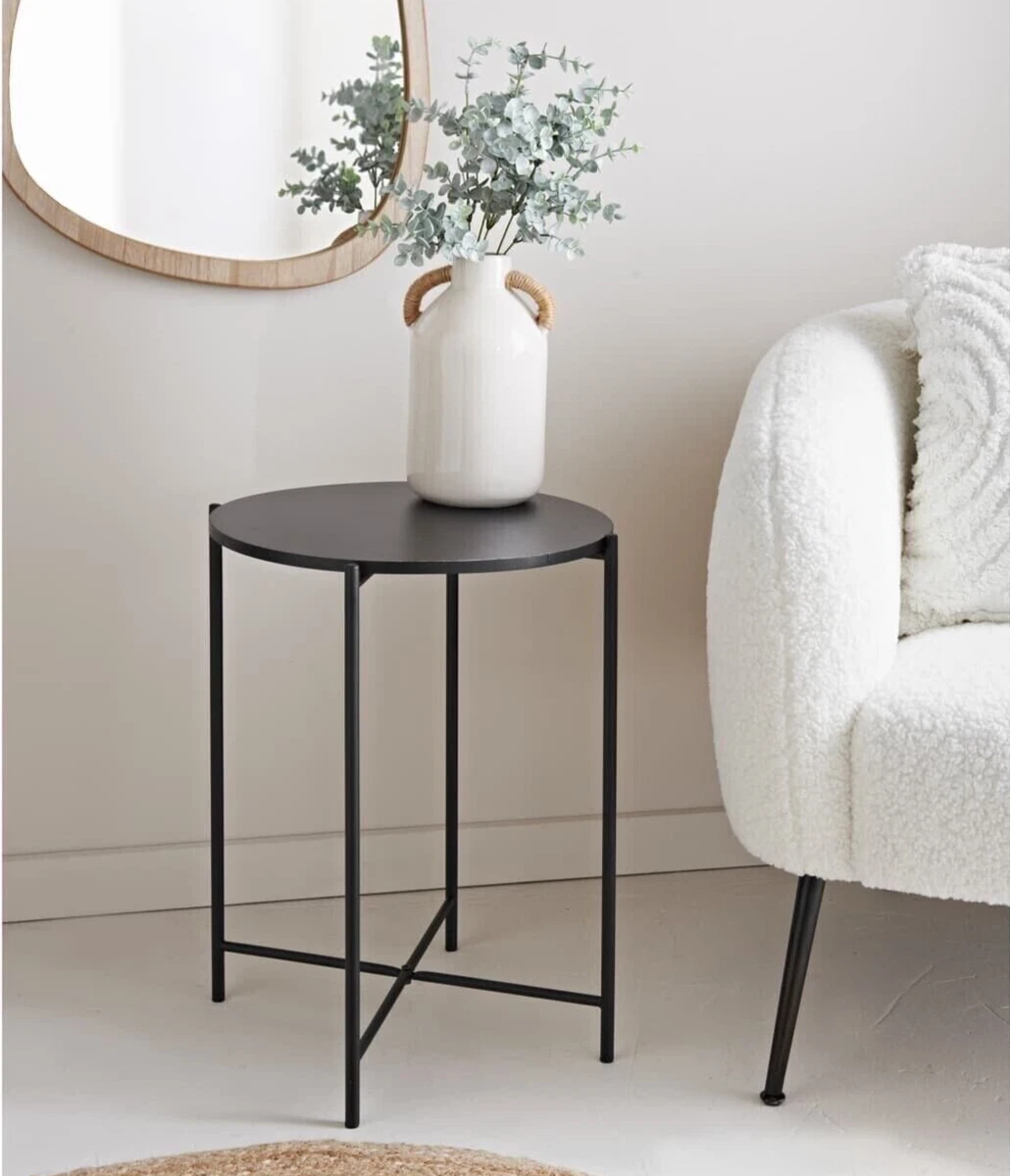 NEW Black Oak Round Coffee Table with Double Sided Table Top Tray Table