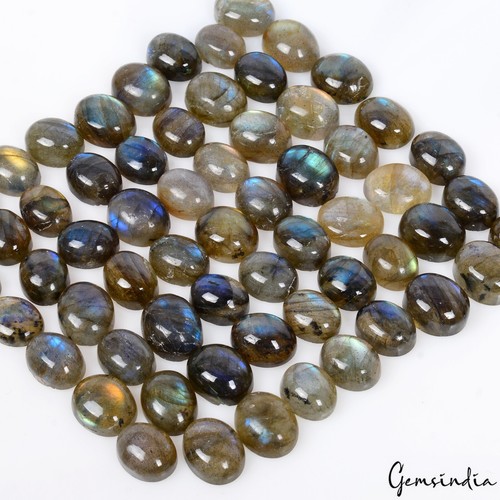 220 Ct Natural Untreated Blue Shine Labradorite Oval Cabochon Gemstone lot 61Pcs - Picture 4 of 5