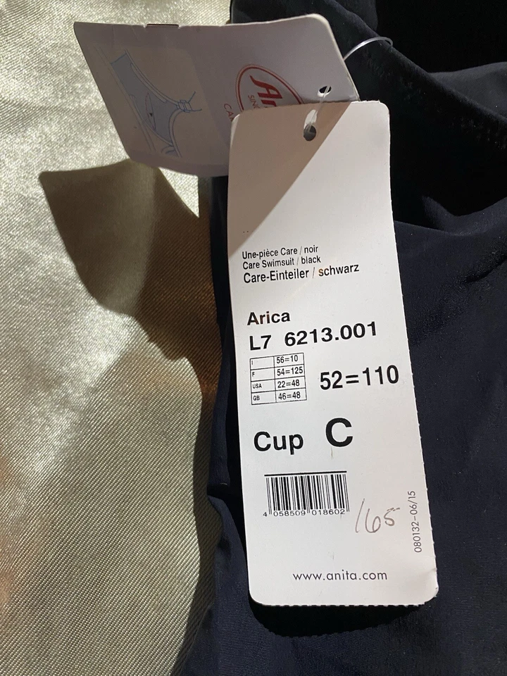 Traje de baño de una pieza Anita Care NEGRO con hojas de color, copa S22 C nuevo con etiquetas Foto 3 de 4