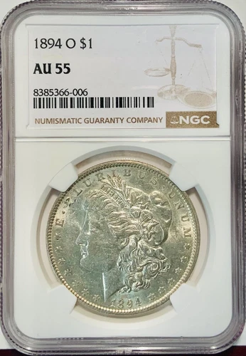 1894 O Morgan Silver Dollar NGC AU 55 FREE SHIPPING